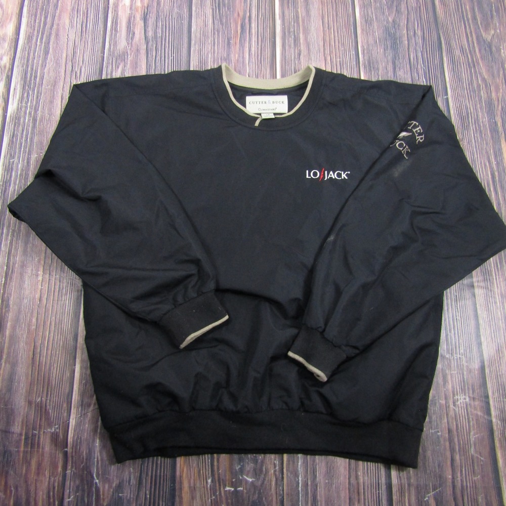 Cutter & Buck Windbreaker Pullover Mens Large Black Climaguard LoJack Logo L